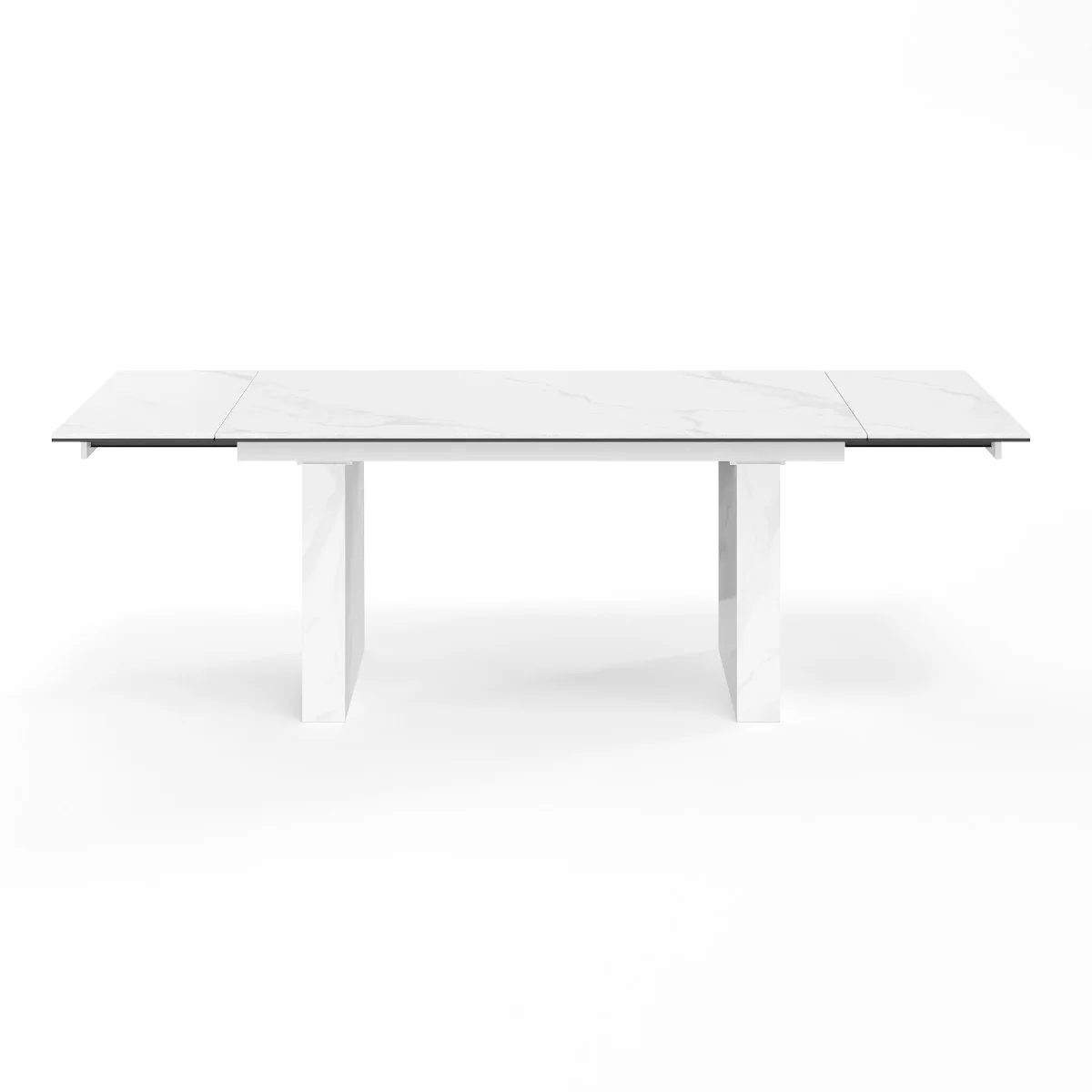 St Charles Motorized Calacatta White Marble Extension Dining Table - Image 5