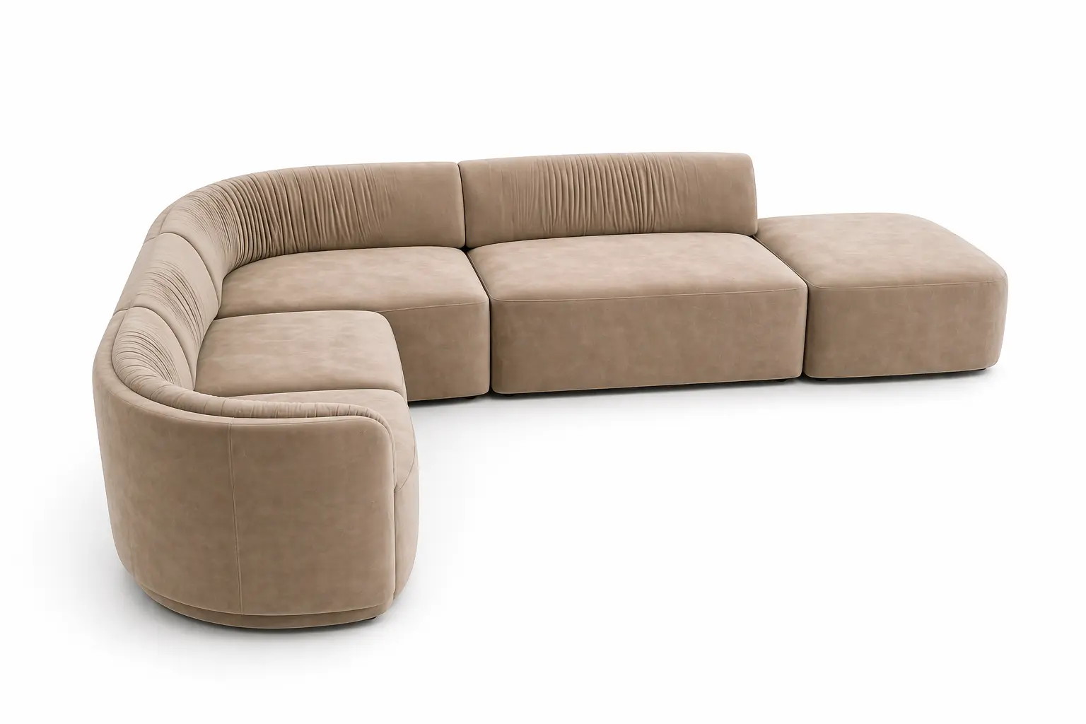 Sullivan 5 Piece Modular Velvet Sectional in Sandstone Taupe - Image 4