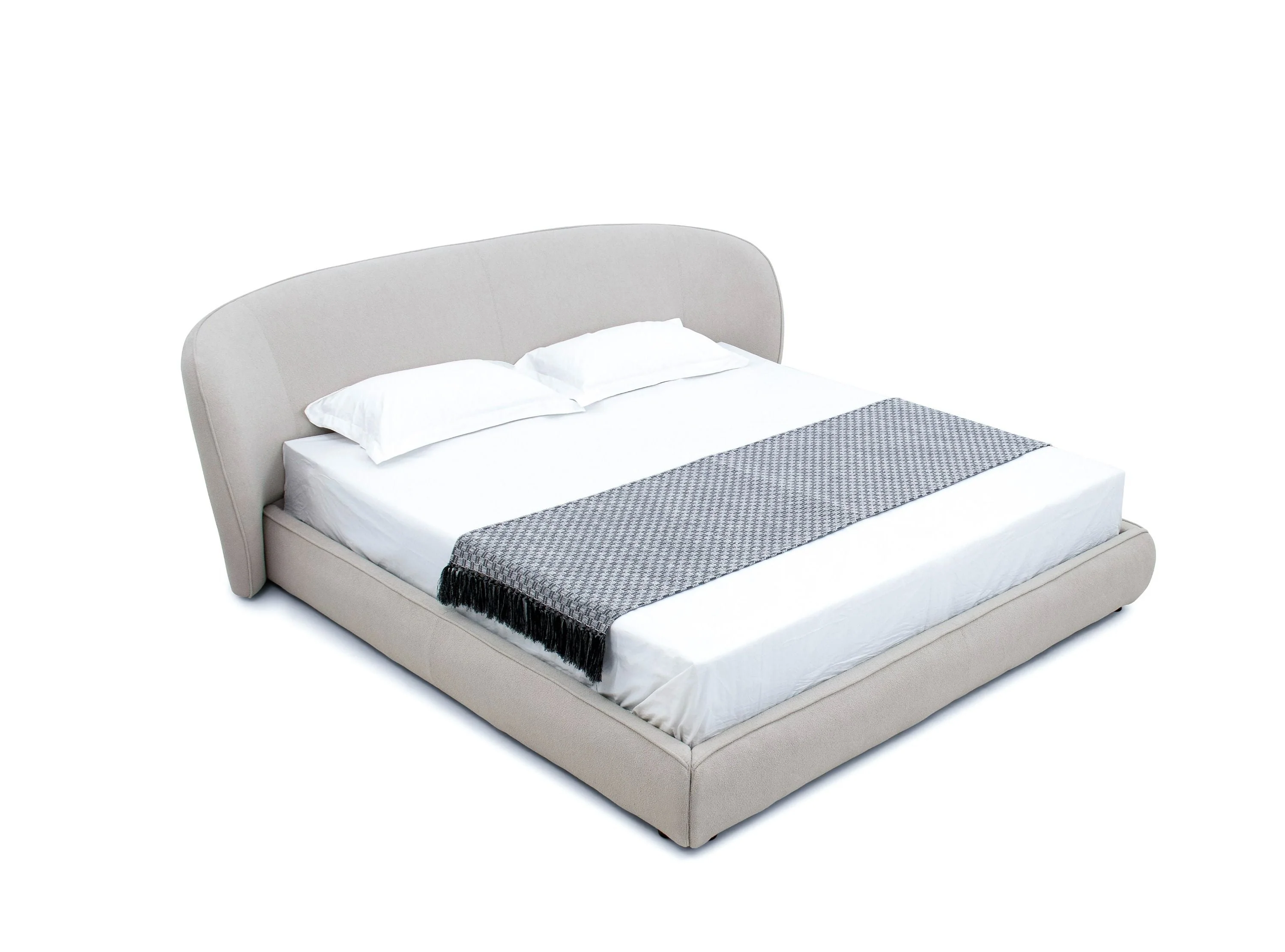 Suzanna Modern Beige Boucle Fabric Upholstered Bed - Image 4