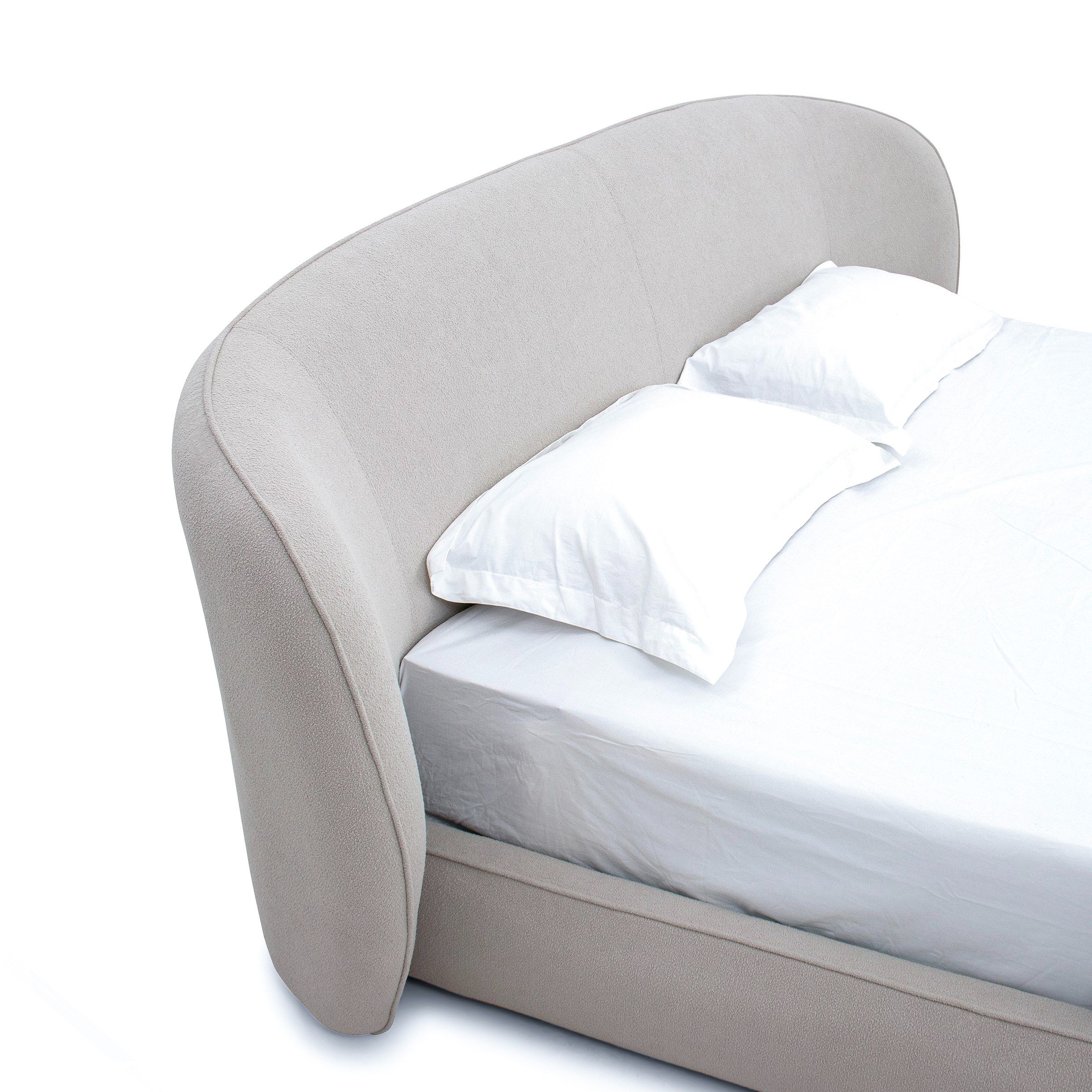 Suzanna Modern Beige Boucle Fabric Upholstered Bed - Image 6