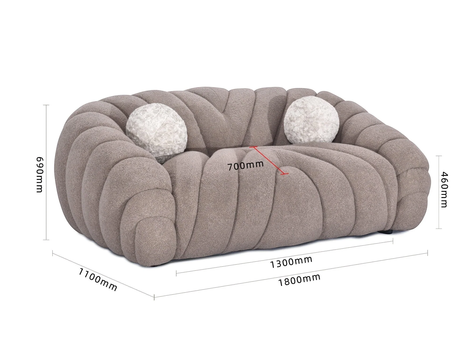 Terra Wave Faux - Shearling Fabric Sofa - Image 12