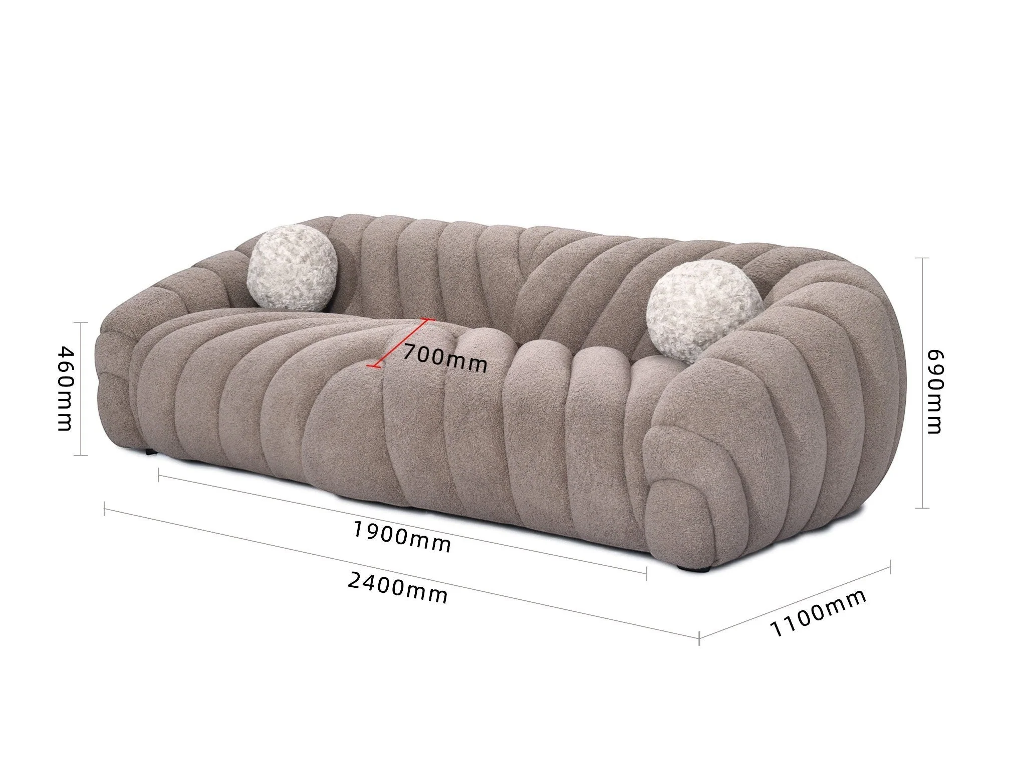 Terra Wave Faux - Shearling Fabric Sofa - Image 7