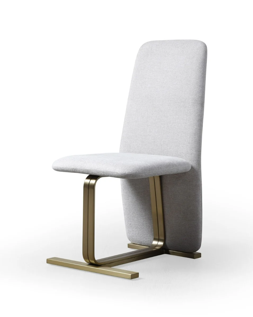 Uriel Modern Beige Linen + Brushed Brass Dining Chair (Set Of 2) - Image 4