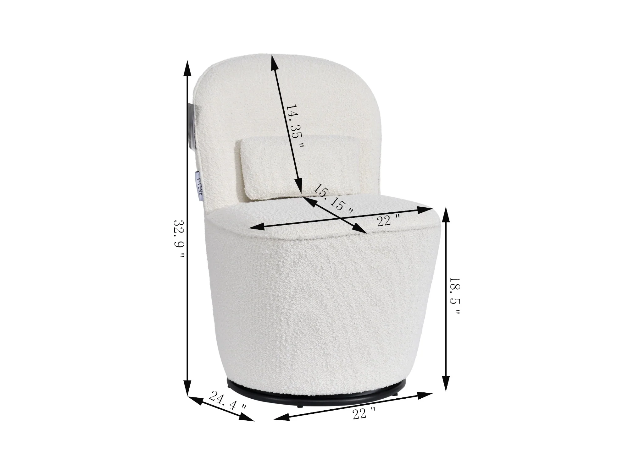 Vita Boucle Fabric Swivel Dining Chair White - Image 5