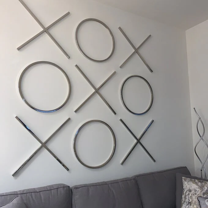 Tic Tac Toe Hanging Wall Decor - Xo Set Of 9 – Big Silver - Image 4