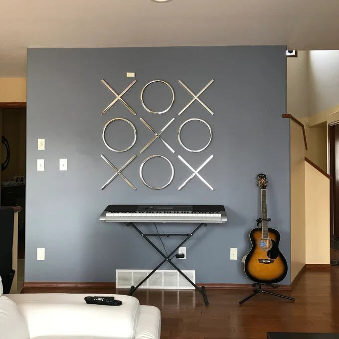 Tic Tac Toe Hanging Wall Decor - Xo Set Of 9 – Big Silver - Image 6