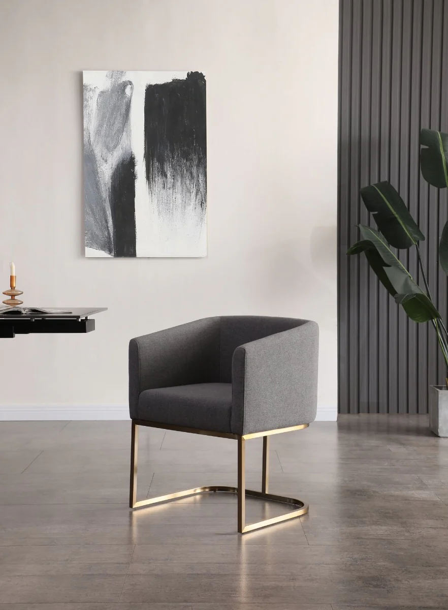 Yara Modern Dark Grey Fabric Dining Chair - Image 3