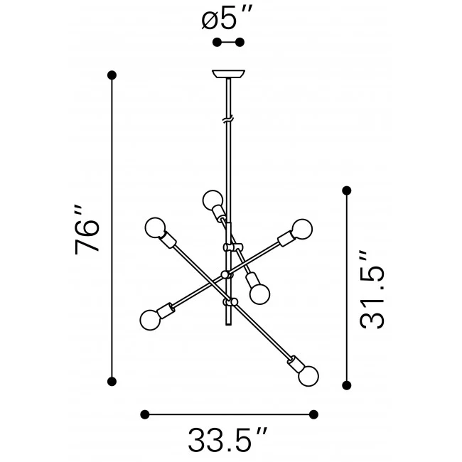 Brixton 6 Light 31 - 1/2" Wide Sputnik Chandelier - Image 5